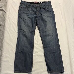 Hawk Mens Medium Denim Button & Zip Straight Leg Cotton Casual Jeans 34x30